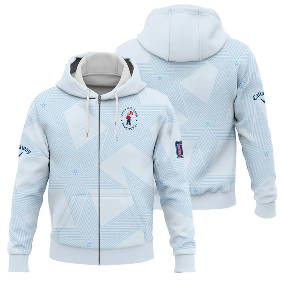 Golf 124th U.S. Open Pinehurst Callaway Zipper Hoodie Shirt Stars Light Blue Golf Sports All Over Print Zipper Hoodie Shirt