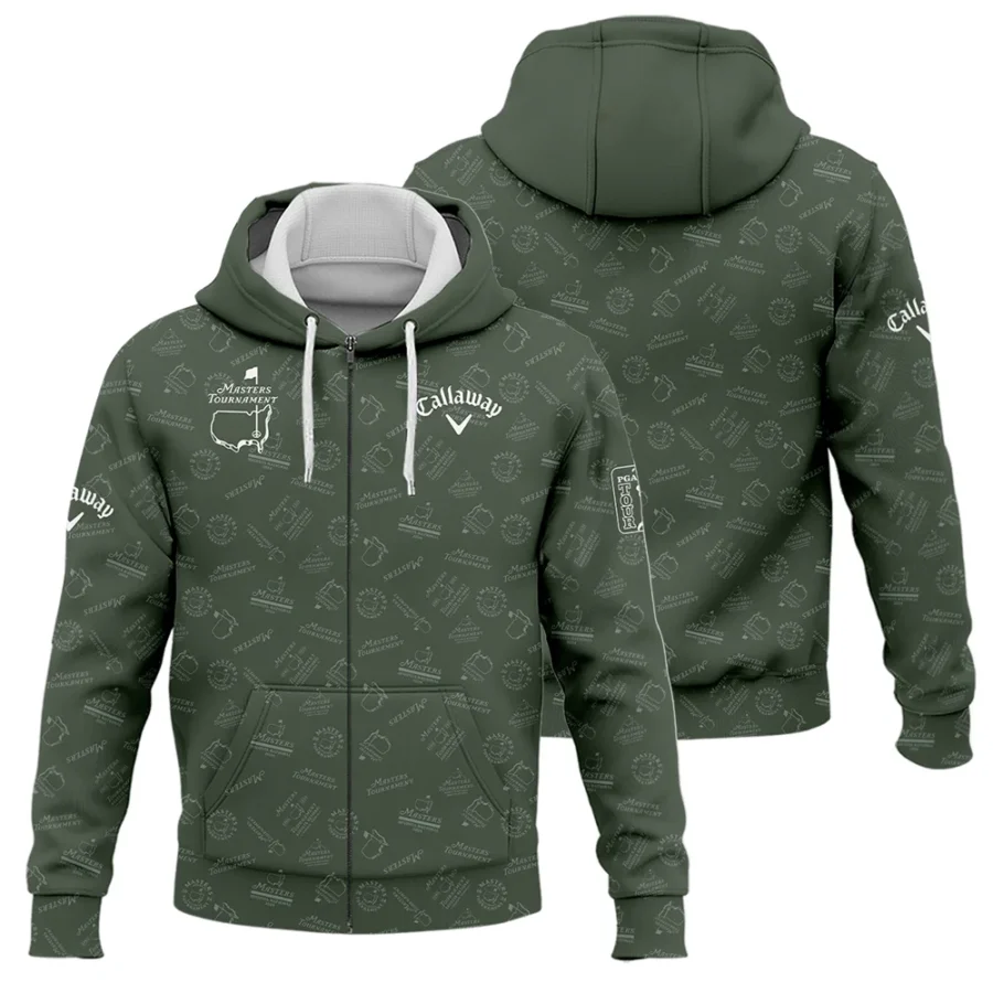 2024 Golf Pattern Masters Tournament Callaway Zipper Hoodie Shirt Dark Green Pattern All Over Print Zipper Hoodie Shirt