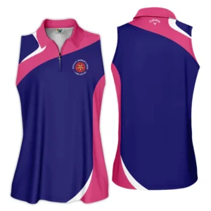 Golf Sport 79th U.S. Women’s Open Lancaster Callaway Long Polo Shirt Navy Mix Pink All Over Print Long Polo Shirt For Woman