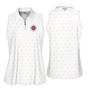 Golf Pattern 79th U.S. Women’s Open Lancaster Callaway Sleeveless Polo Shirt White Color All Over Print Sleeveless Polo Shirt For Woman