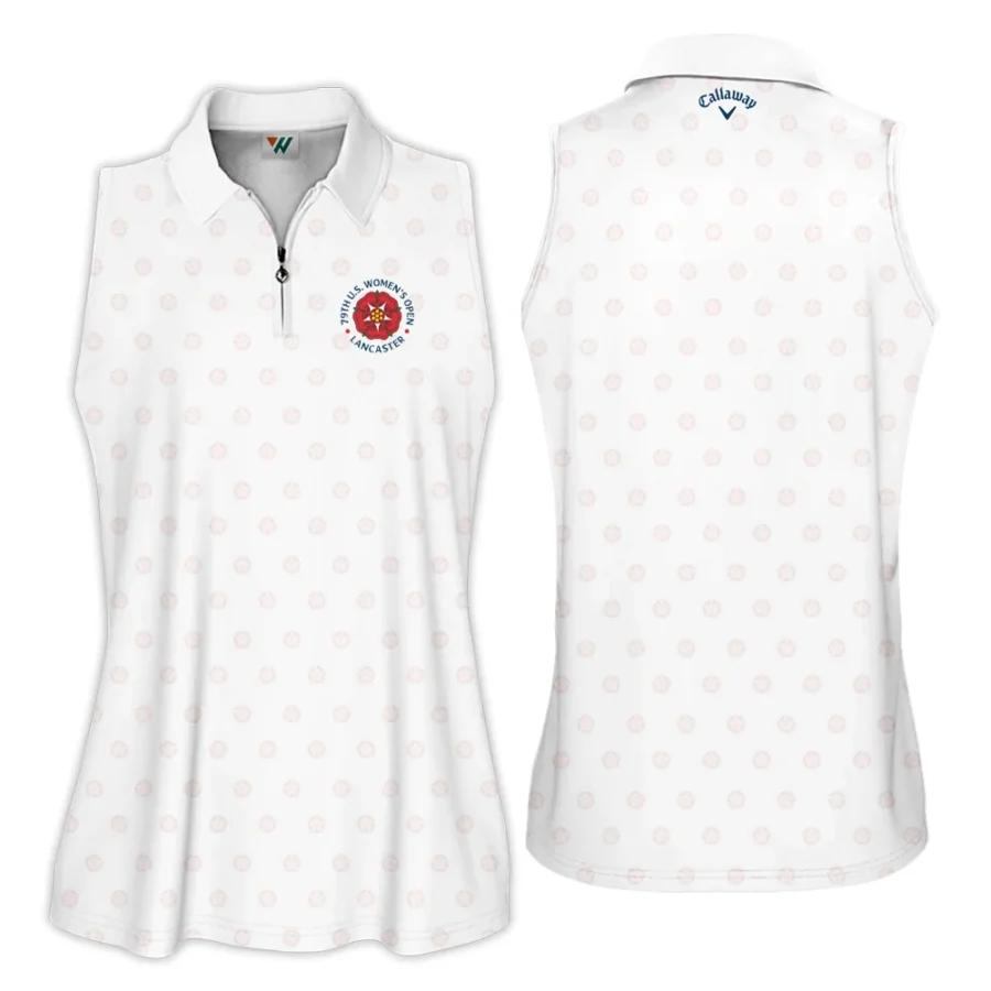 Golf Pattern 79th U.S. Women’s Open Lancaster Callaway Zipper Sleeveless Polo Shirt White Color All Over Print Zipper Sleeveless Polo Shirt For Woman