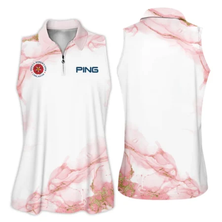 Pink Gold Marble 79th U.S. Women’s Open Lancaster Ping Zipper Sleeveless Polo Shirt Golf Sport All Over Print Zipper Sleeveless Polo Shirt For Woman