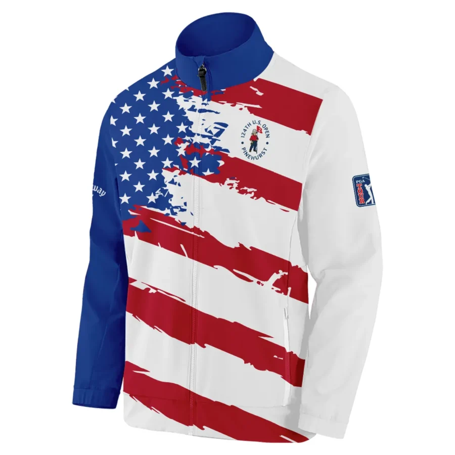 Sports Callaway 124th U.S. Open Pinehurst Stand Colar Jacket USA Flag Grunge White All Over Print Stand Colar Jacket