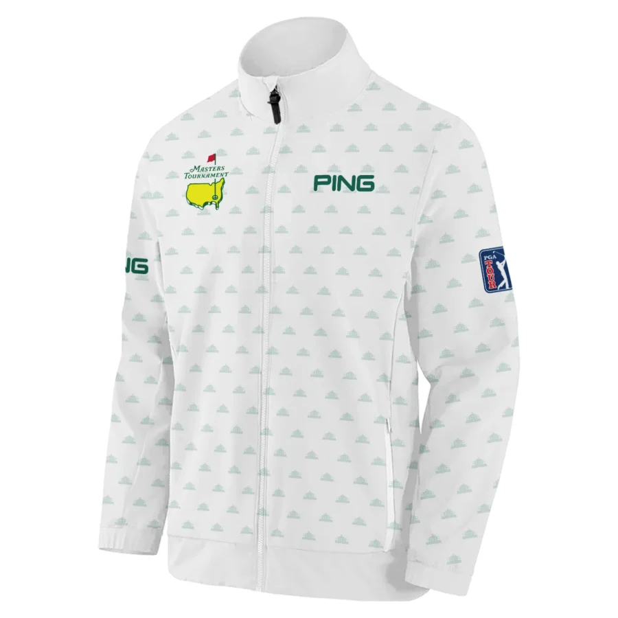 Masters Tournament Golf Sport Ping Stand Colar Jacket Sports Cup Pattern White Green Stand Colar Jacket