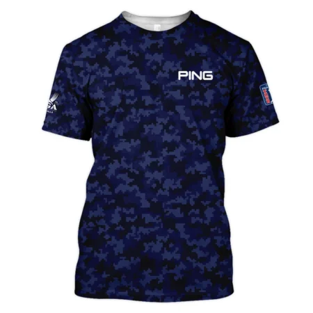 Golf 2024 PGA Championship Ping Unisex T-Shirt Blue Camouflage Pattern Sport All Over Print T-Shirt