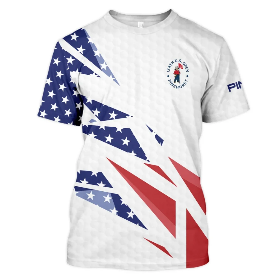 124th U.S. Open Pinehurst Ping Unisex T-Shirt Golf Pattern White USA Flag All Over Print T-Shirt