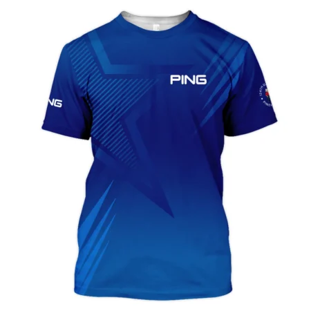 124th U.S. Open Pinehurst No.2 Ping Unisex T-Shirt Dark Blue Gradient Star Pattern T-Shirt