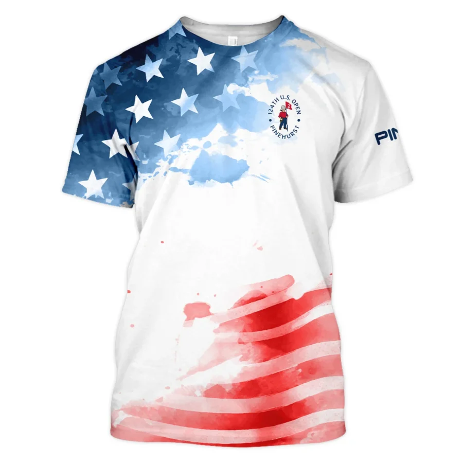 Golf 124th U.S. Open Pinehurst Ping Unisex T-Shirt US Flag Watercolor Golf Sports All Over Print T-Shirt