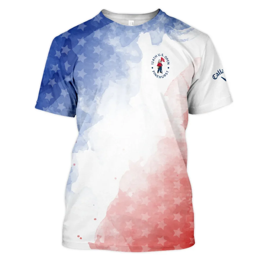 124th U.S. Open Pinehurst Golf Callaway Unisex T-Shirt Stars Blue Red Watercolor Golf Sports All Over Print T-Shirt