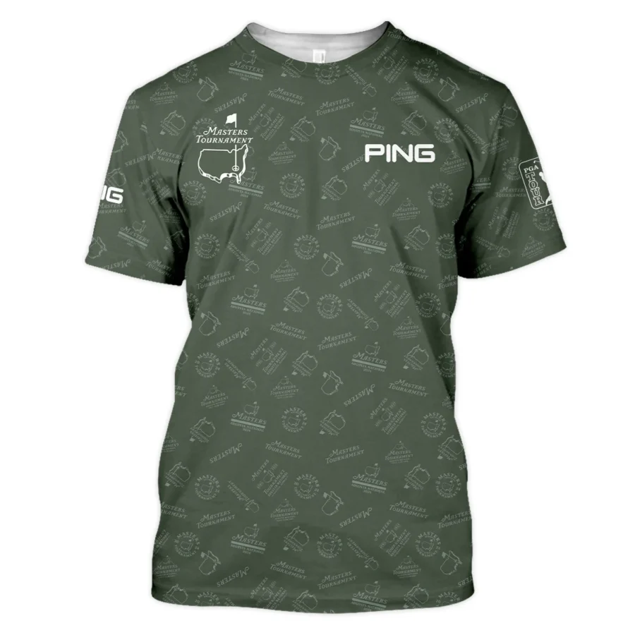 2024 Golf Pattern Masters Tournament Ping Unisex T-Shirt Dark Green Pattern All Over Print T-Shirt