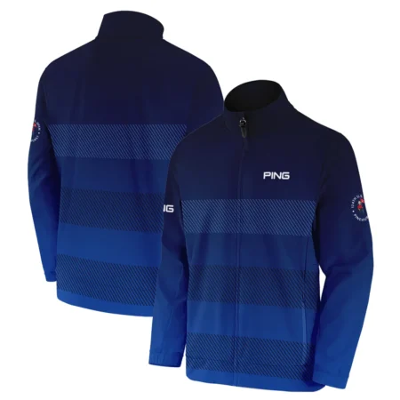 Ping 124th U.S. Open Pinehurst Polo Shirt Sports Dark Blue Gradient Striped Pattern All Over Print Polo Shirt For Men