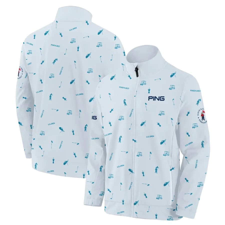 Ping 124th U.S. Open Pinehurst Stand Colar Jacket Light Blue Pastel Golf Pattern All Over Print Stand Colar Jacket