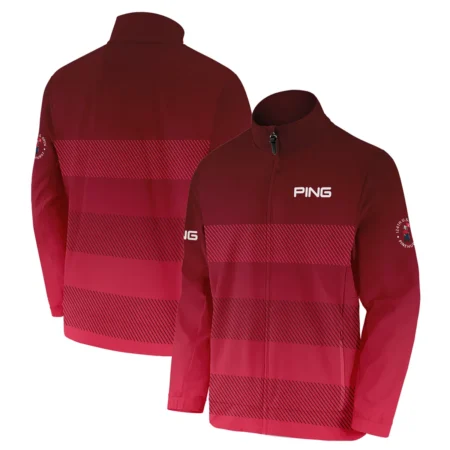 Golf Ping 124th U.S. Open Pinehurst Sports Stand Colar Jacket Red Gradient Stripes Pattern All Over Print Stand Colar Jacket