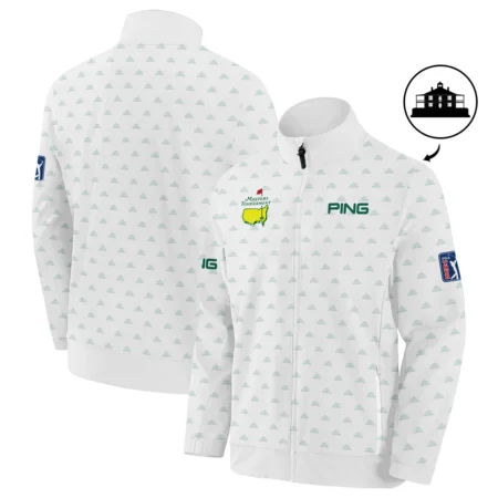 Masters Tournament Golf Sport Ping Stand Colar Jacket Sports Cup Pattern White Green Stand Colar Jacket