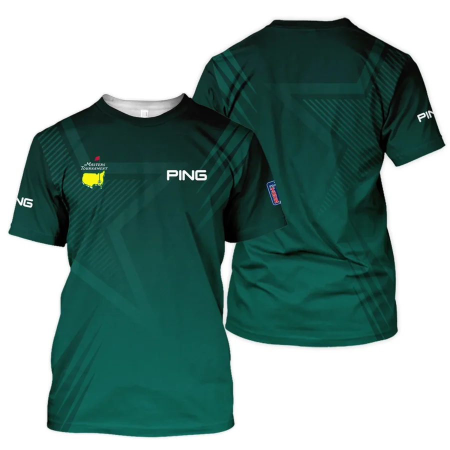 Sports Ping Masters Tournament Unisex T-Shirt Star Pattern Dark Green Gradient Golf T-Shirt