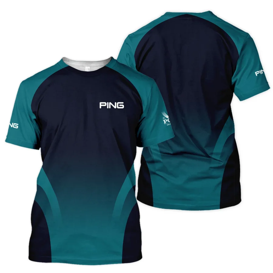 2024 PGA Championship Ping Golf Unisex T-Shirt Dark Cyan Very Dark Blue Gradient Golf Sports All Over Print T-Shirt