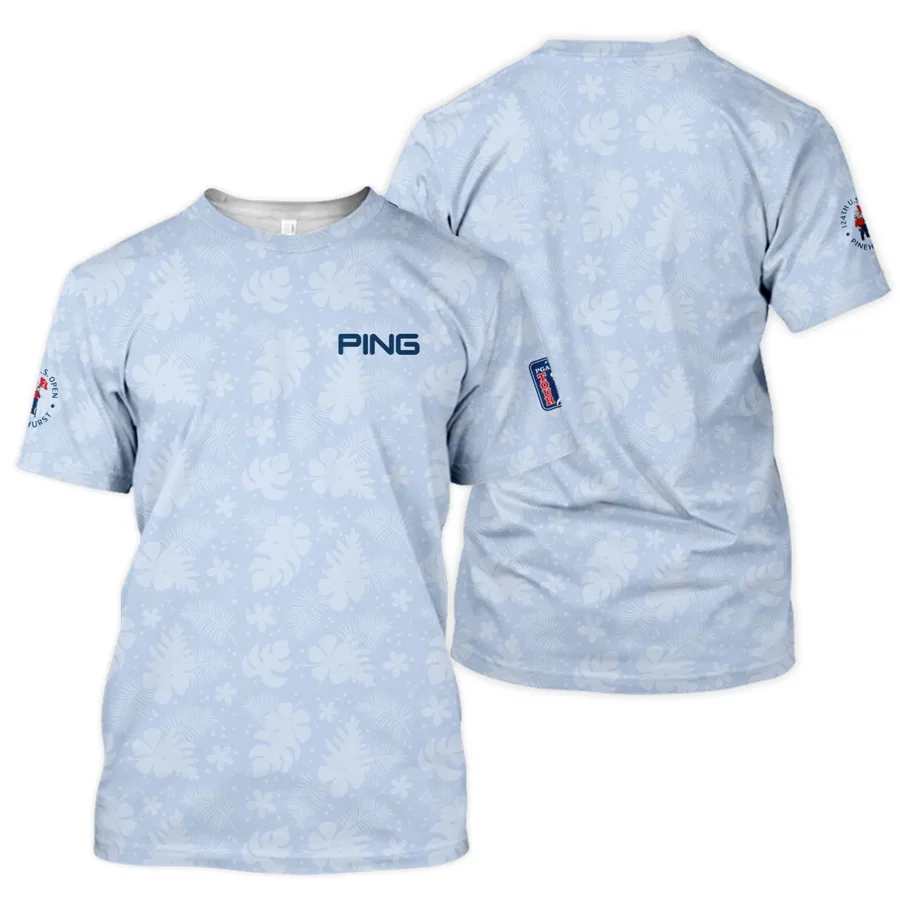 124th U.S. Open Pinehurst Ping Golf Unisex T-Shirt Light Blue Pastel Floral Hawaiian Pattern All Over Print T-Shirt