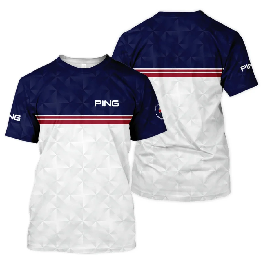 Golf Sport 124th U.S. Open Pinehurst Ping Unisex T-Shirt Dark Blue White Abstract Geometric Triangles All Over Print T-Shirt