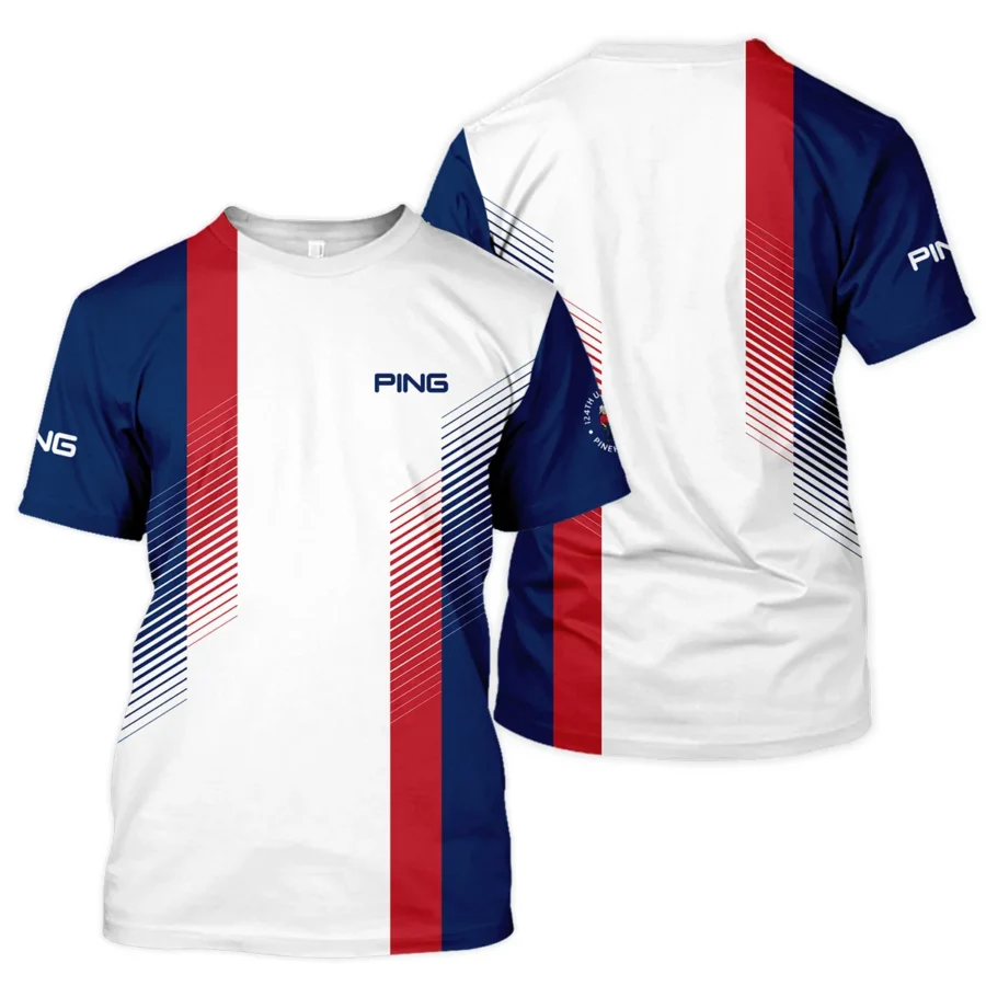 Sport Ping 124th U.S. Open Pinehurst Golf Unisex T-Shirt Blue Red Striped Pattern White All Over Print T-Shirt