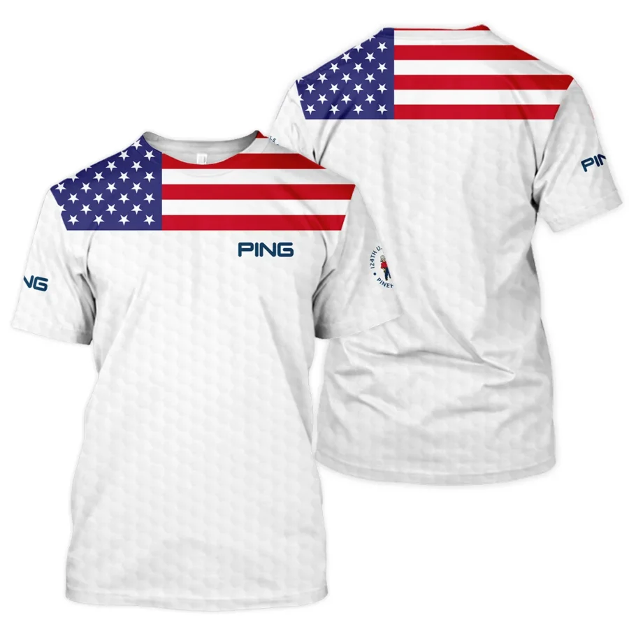 Ping 124th U.S. Open Pinehurst Unisex T-Shirt USA Flag Golf Pattern All Over Print T-Shirt