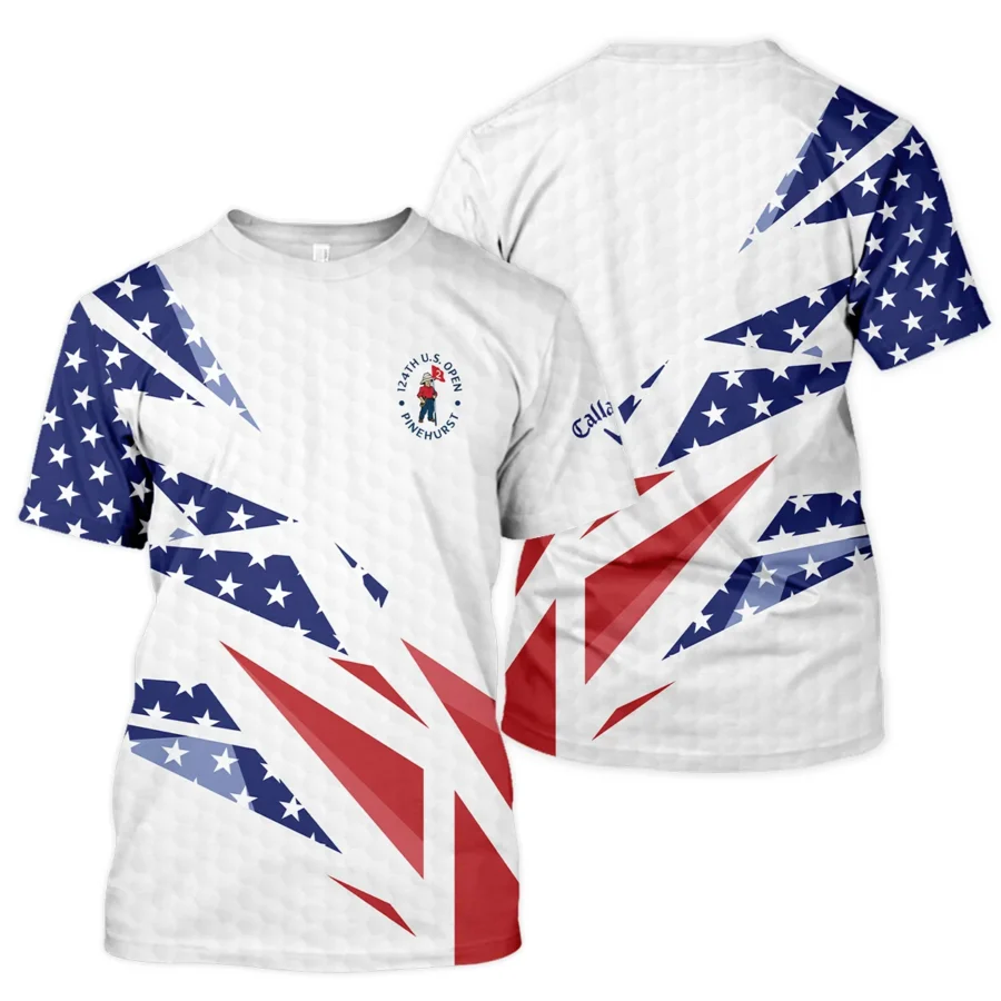 124th U.S. Open Pinehurst Callaway Unisex T-Shirt Golf Pattern White USA Flag All Over Print T-Shirt