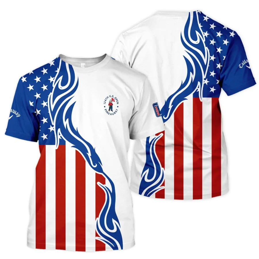 Golf Sport Callaway 124th U.S. Open Pinehurst Unisex T-Shirt USA Flag Pattern Blue White All Over Print T-Shirt