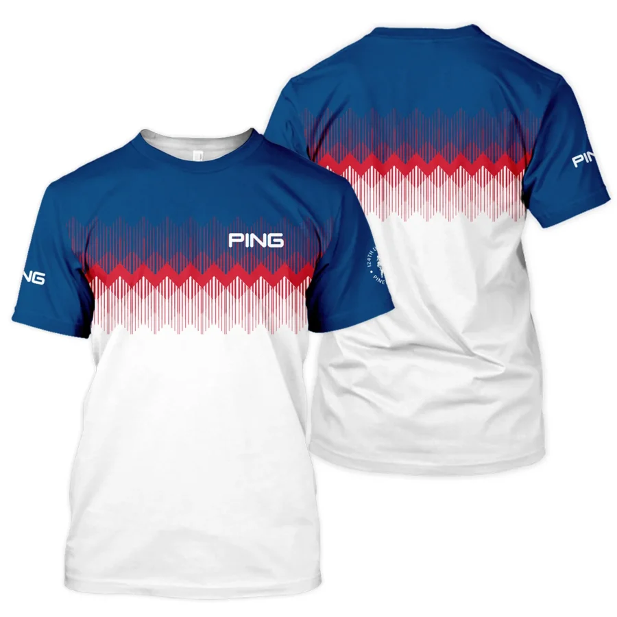 Ping 124th U.S. Open Pinehurst Unisex T-Shirt Blue Red Fabric Pattern Golf T-Shirt