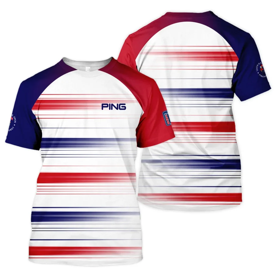 Sport Ping 124th U.S. Open Pinehurst Unisex T-Shirt Straight Lines Blue Red T-Shirt