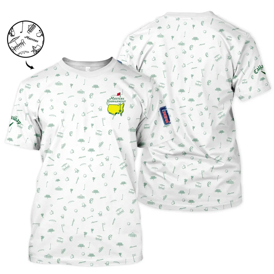 Golf Masters Tournament Callaway Unisex T-Shirt Augusta Icons Pattern White Green Golf Sports All Over Print T-Shirt