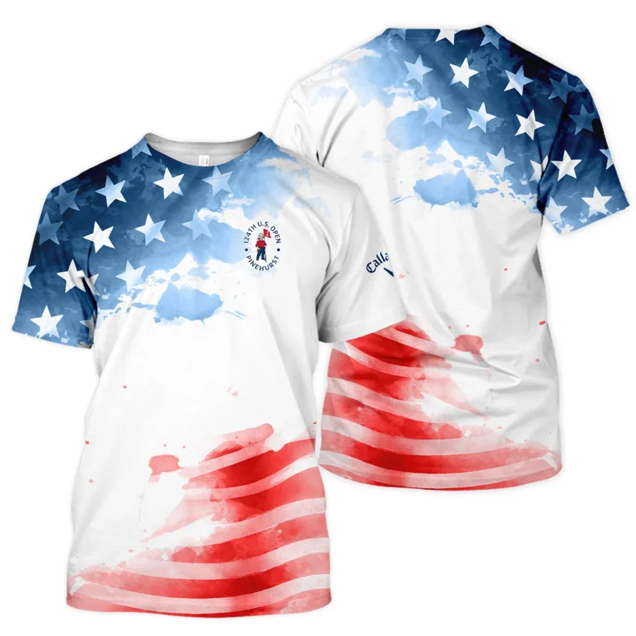 Golf 124th U.S. Open Pinehurst Callaway Unisex T-Shirt US Flag Watercolor Golf Sports All Over Print T-Shirt