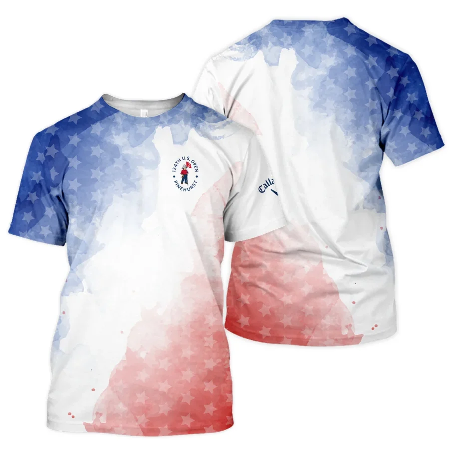 124th U.S. Open Pinehurst Golf Callaway Unisex T-Shirt Stars Blue Red Watercolor Golf Sports All Over Print T-Shirt