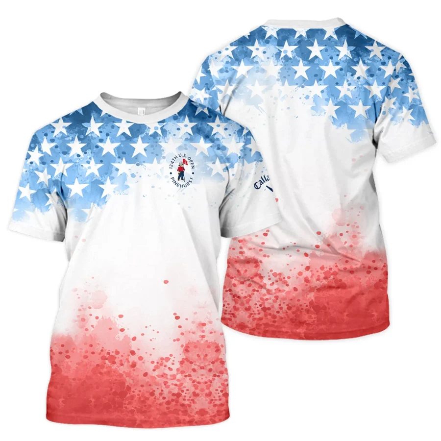 Special Version 124th U.S. Open Pinehurst Callaway Unisex T-Shirt Watercolor Blue Red Stars T-Shirt