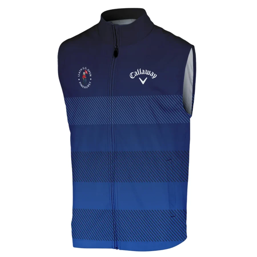 Callaway 124th U.S. Open Pinehurst Sleeveless Jacket Sports Dark Blue Gradient Striped Pattern All Over Print Sleeveless Jacket