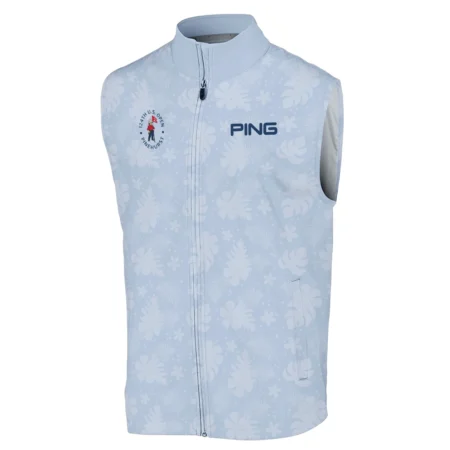 124th U.S. Open Pinehurst Ping Golf Sleeveless Jacket Light Blue Pastel Floral Hawaiian Pattern All Over Print Sleeveless Jacket