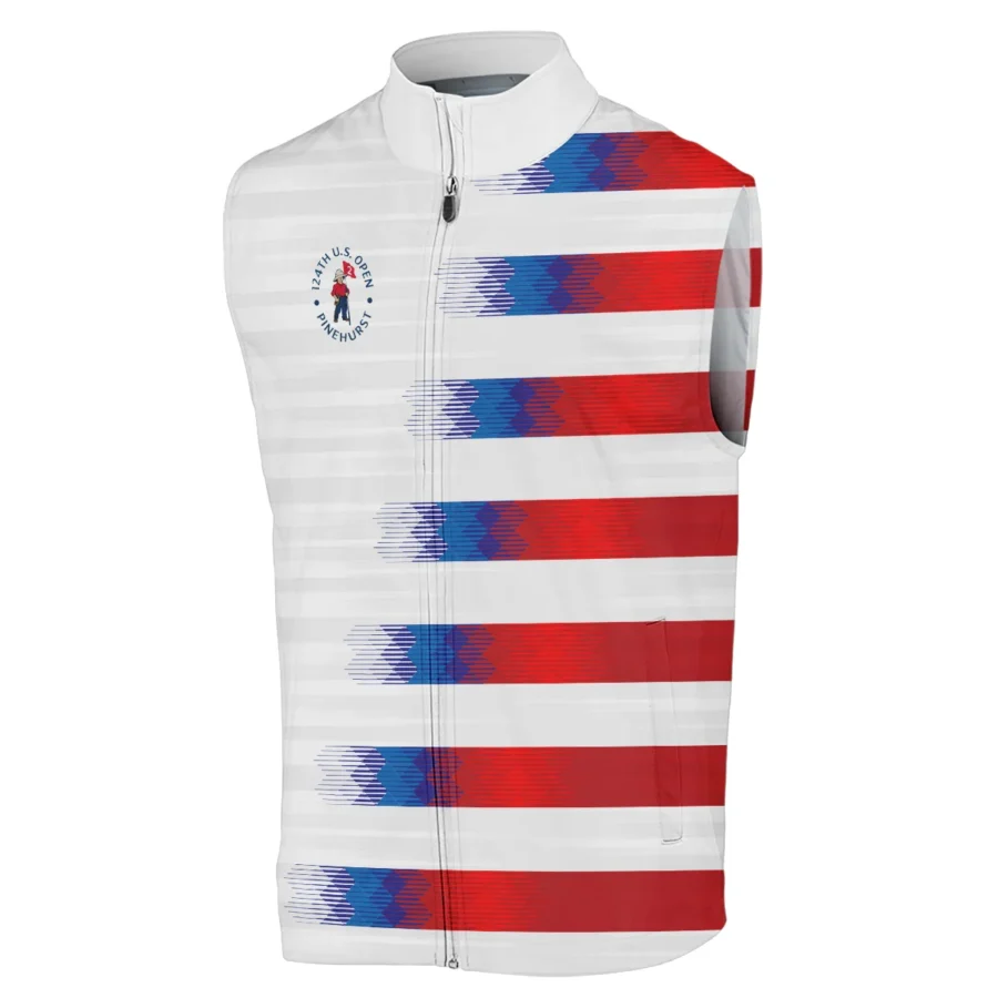 124th U.S. Open Pinehurst Golf Sport Sleeveless Jacket Blue Red White Abstract All Over Print Sleeveless Jacket