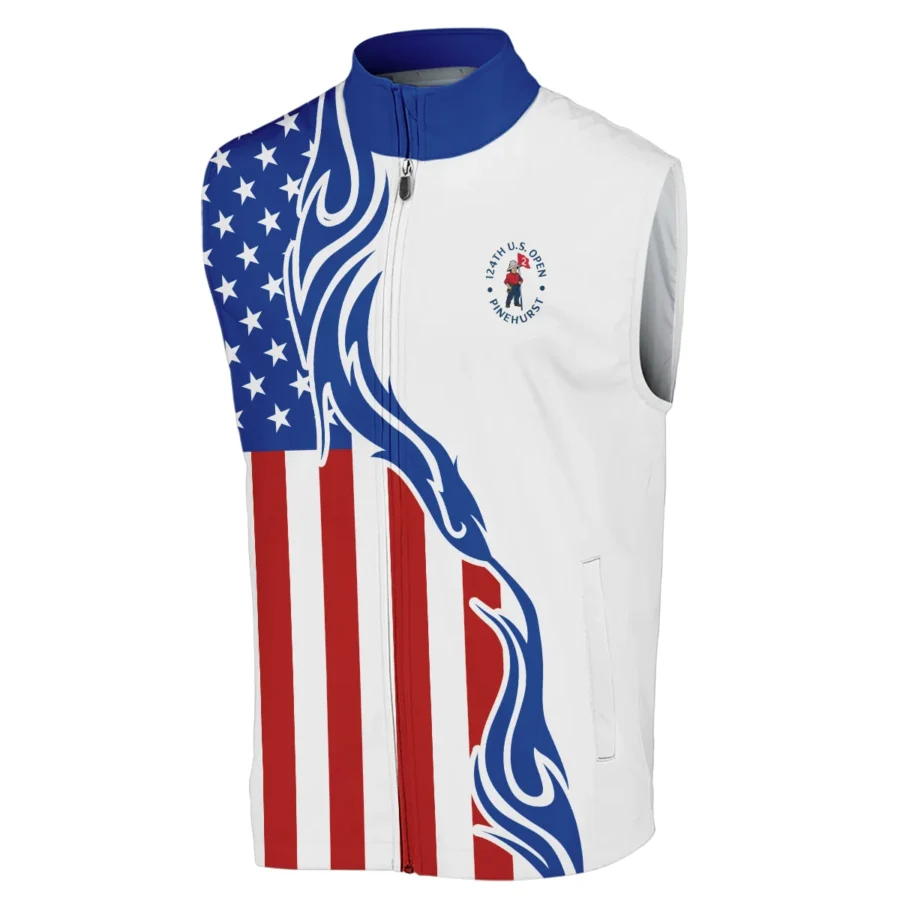 Golf Sport Callaway 124th U.S. Open Pinehurst Sleeveless Jacket USA Flag Pattern Blue White All Over Print Sleeveless Jacket