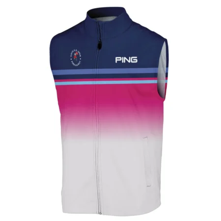 Sport Ping 124th U.S. Open Pinehurst Sleeveless Jacket White Strong Pink Very Dark Blue Pattern  All Over Print Sleeveless Jacket