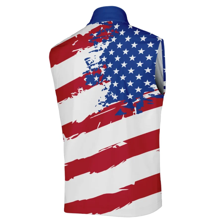 Sports Callaway 124th U.S. Open Pinehurst Sleeveless Jacket USA Flag Grunge White All Over Print Sleeveless Jacket