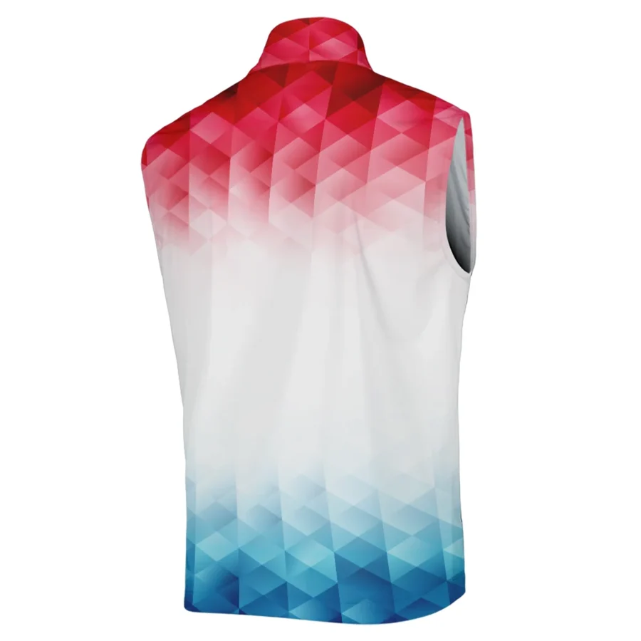 124th U.S. Open Pinehurst Ping Golf Sport Sleeveless Jacket Blue Red Abstract Geometric Triangles All Over Print Sleeveless Jacket