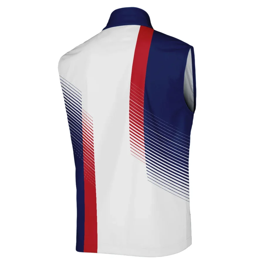 Sport 124th U.S. Open Pinehurst Golf Sleeveless Jacket Blue Red Striped Pattern White All Over Print Sleeveless Jacket