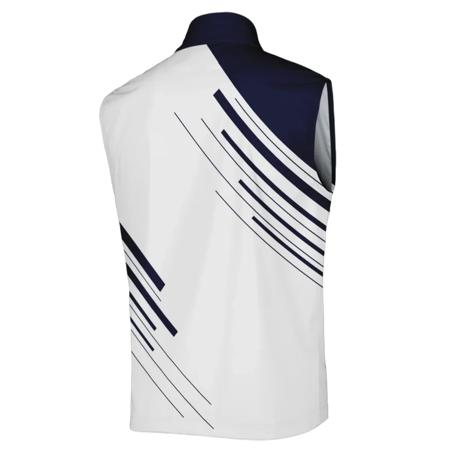 Callaway 124th U.S. Open Pinehurst Golf Sleeveless Jacket Striped Pattern Dark Blue White All Over Print Sleeveless Jacket
