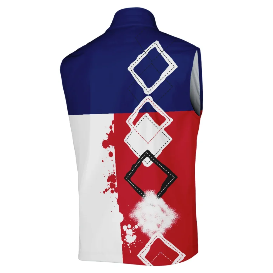 124th U.S. Open Pinehurst Callaway Sleeveless Jacket Blue Red White Pattern Grunge All Over Print Sleeveless Jacket