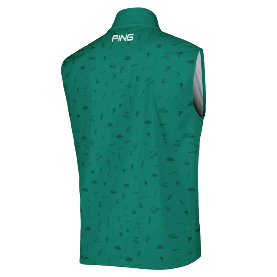 Golf Masters Tournament Ping Sleeveless Jacket Augusta Icons Pattern Green Golf Sports All Over Print Sleeveless Jacket