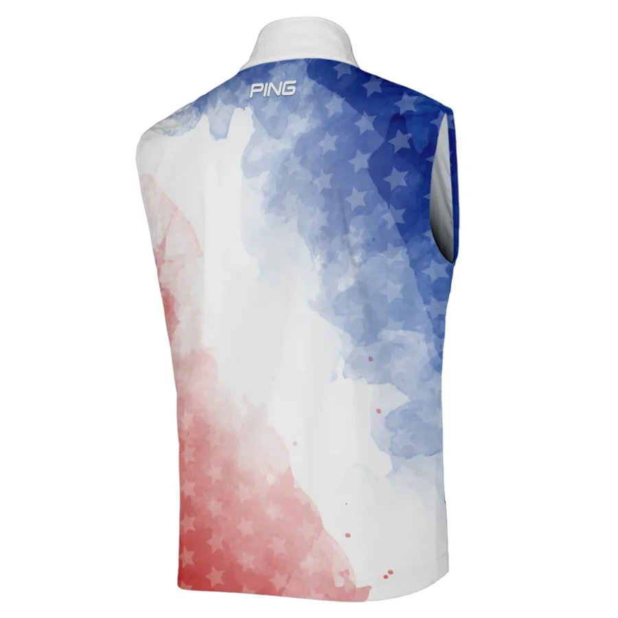 124th U.S. Open Pinehurst Golf Ping Sleeveless Jacket Stars Blue Red Watercolor Golf Sports All Over Print Sleeveless Jacket