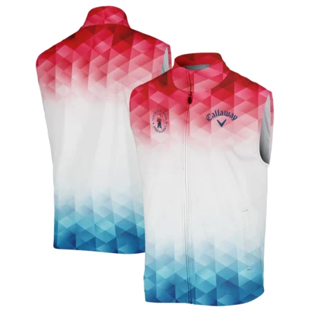 124th U.S. Open Pinehurst Callaway Golf Sport Polo Shirt Blue Red Abstract Geometric Triangles All Over Print Polo Shirt For Men