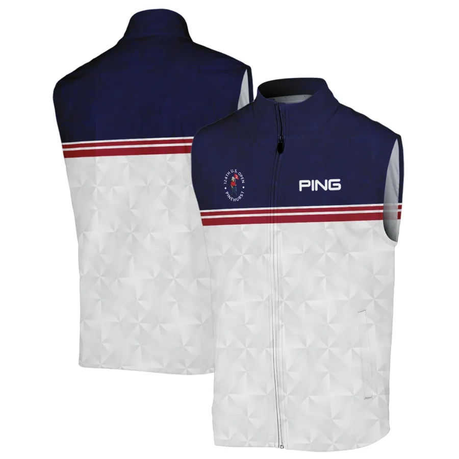 Golf Sport 124th U.S. Open Pinehurst Ping Sleeveless Jacket Dark Blue White Abstract Geometric Triangles All Over Print Sleeveless Jacket