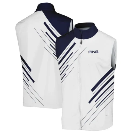 Ping 124th U.S. Open Pinehurst Golf Sleeveless Jacket Striped Pattern Dark Blue White All Over Print Sleeveless Jacket