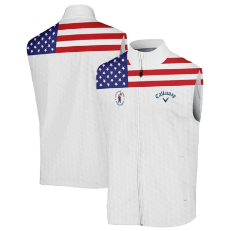 Callaway 124th U.S. Open Pinehurst Zipper Polo Shirt USA Flag Golf Pattern All Over Print Zipper Polo Shirt For Men