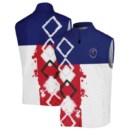 124th U.S. Open Pinehurst Callaway Sleeveless Jacket Blue Red White Pattern Grunge All Over Print Sleeveless Jacket