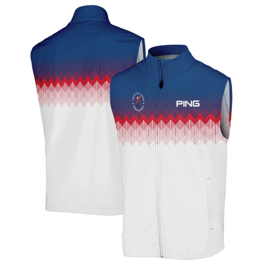 Ping 124th U.S. Open Pinehurst Sleeveless Jacket Blue Red Fabric Pattern Golf Sleeveless Jacket